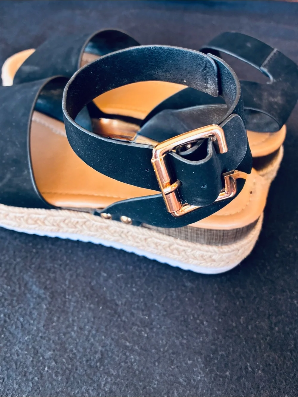 Black Espadrille Sandals with Ankle Strap